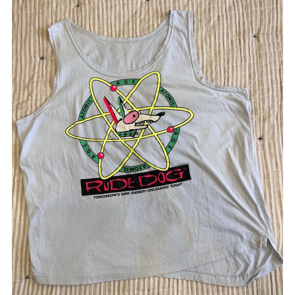 Vintage Rude dog Atomic Age Tank Top Shirt 80s Skate Surf
